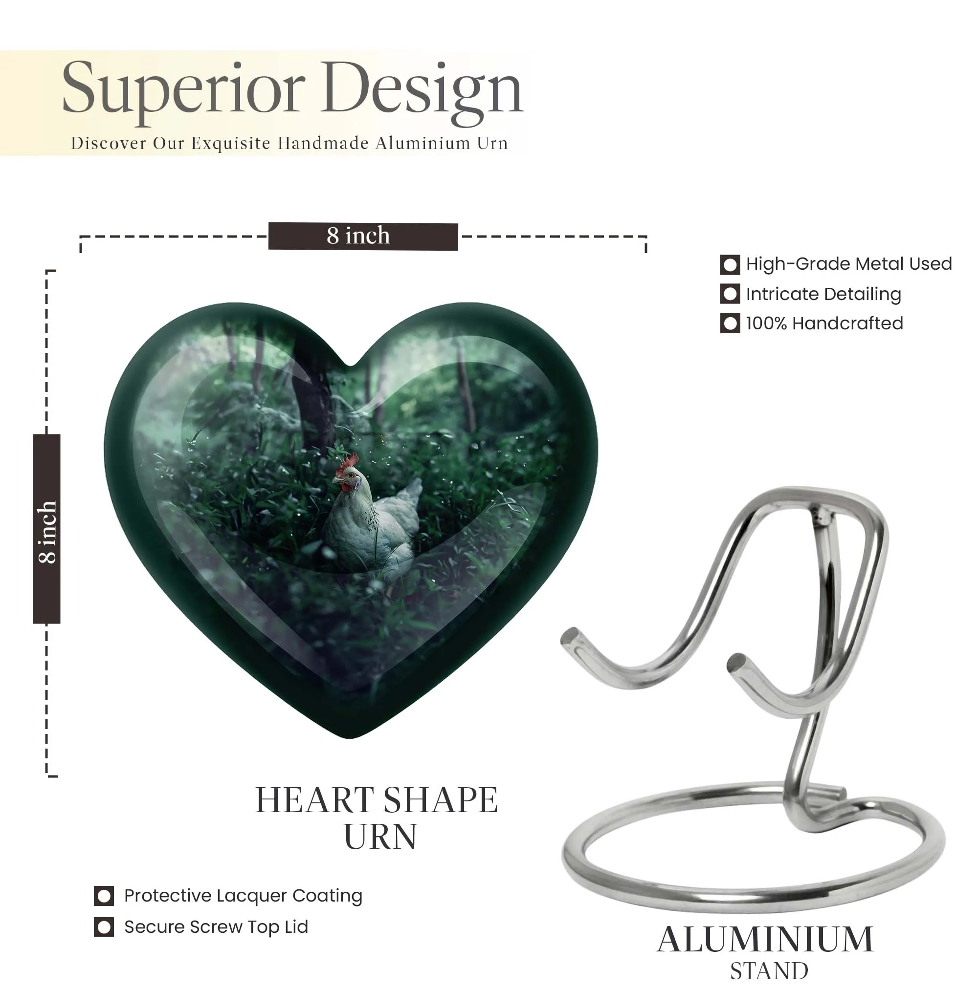 Grand Legacy Chicken Heart Memorial Urn for Male, 200