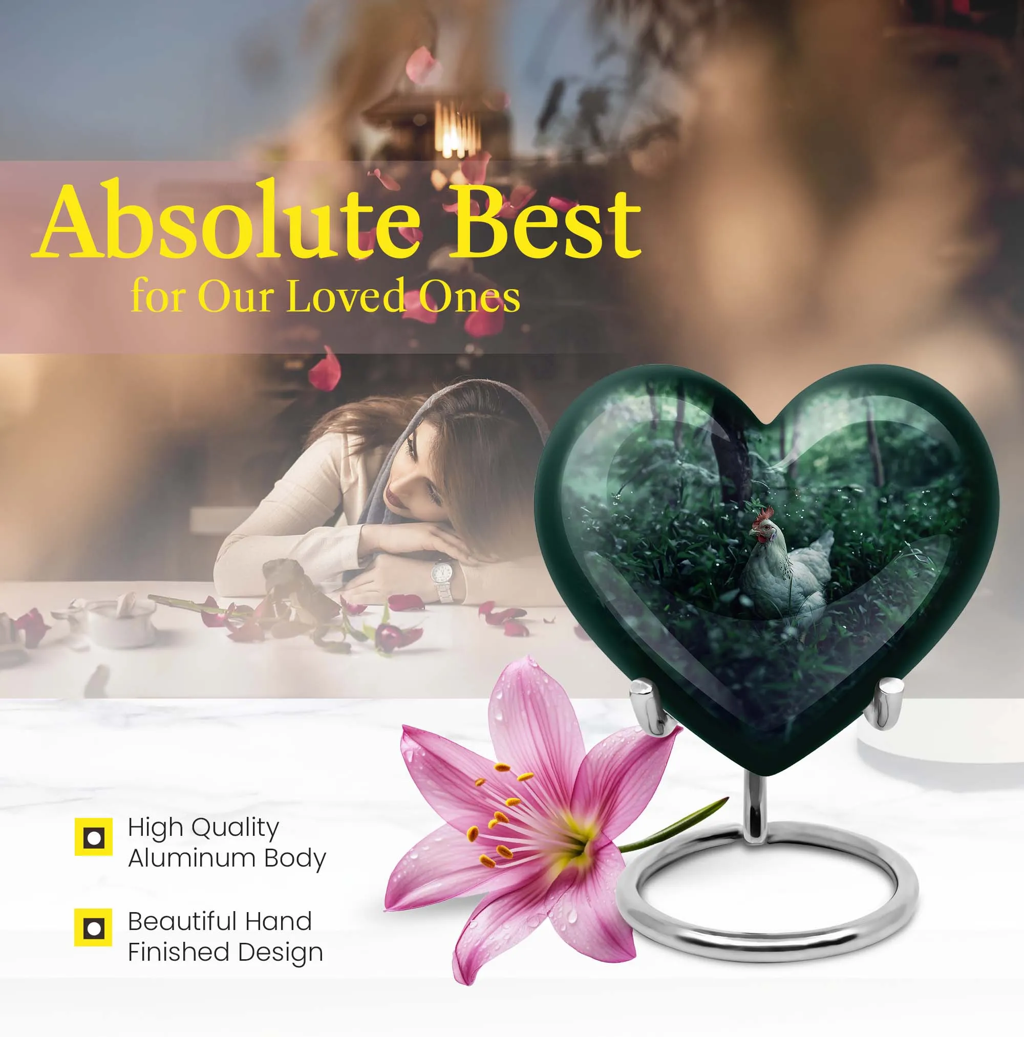 Grand Legacy Chicken Heart Memorial Urn for Male, 200