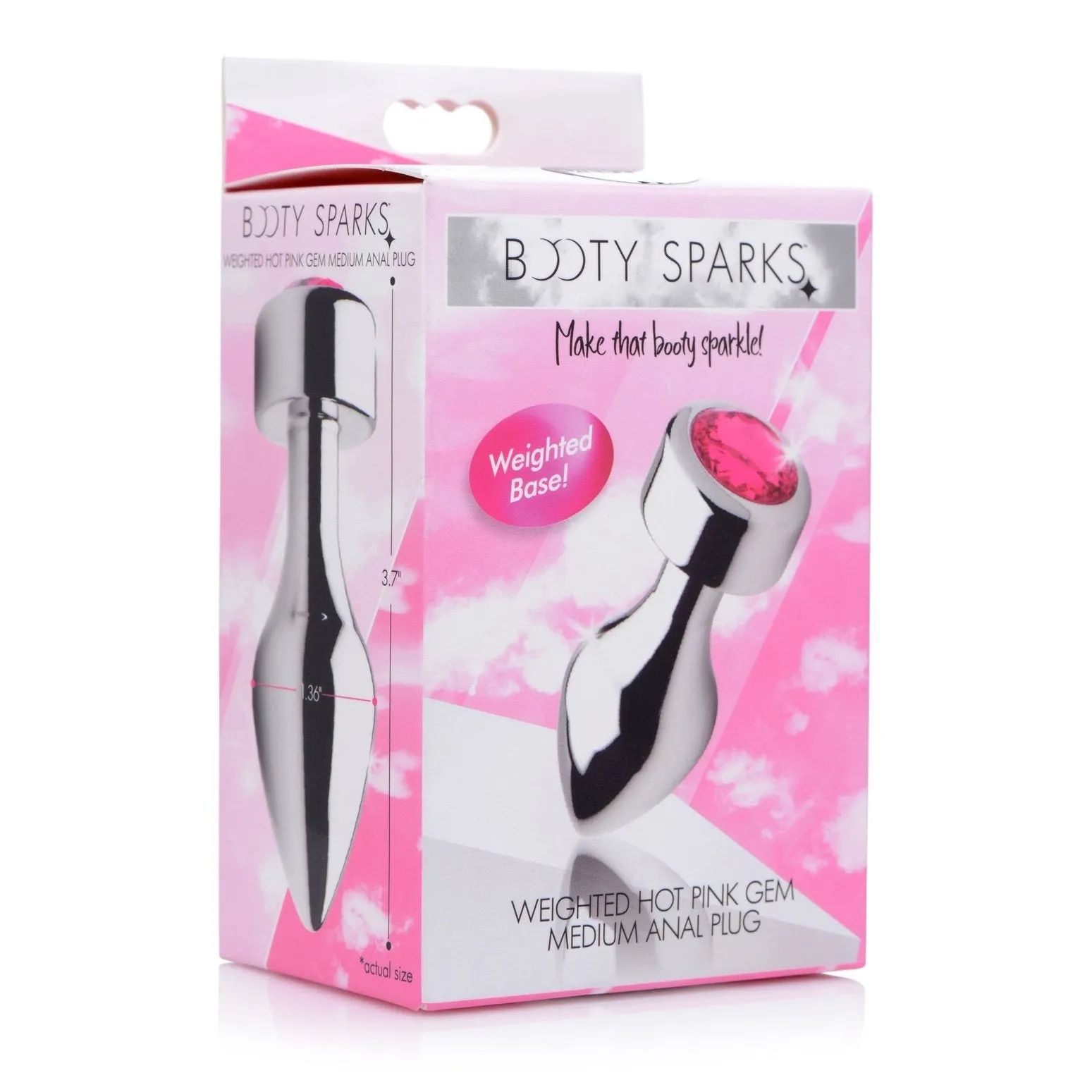 Hot Pink Gem Weighted Anal Plug