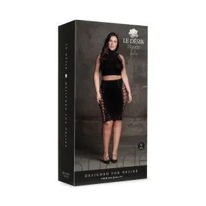 Le Desir Shade Kala XXXVII 2-Piece with Turtleneck. Crop Top & Skirt Black Queen Size