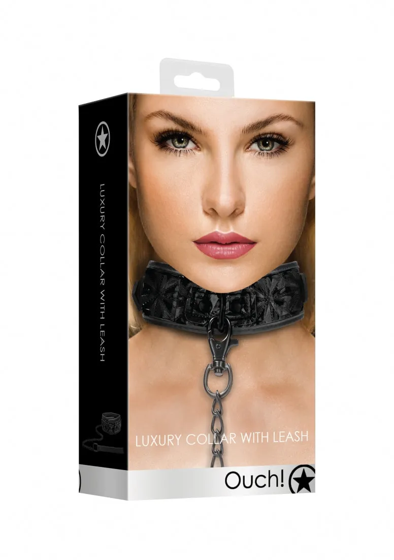 Luxury Collar With Leash - Black