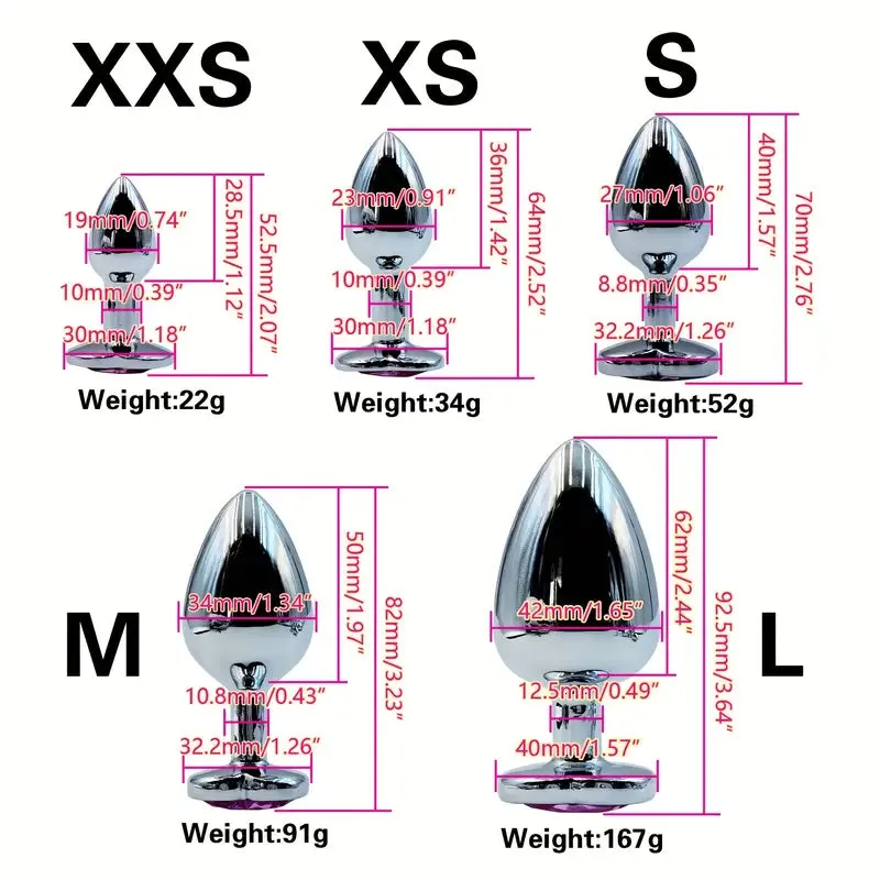 Metal Anal Plug Jewelry Base For Beginner To Expert 5 Size Butt Plug