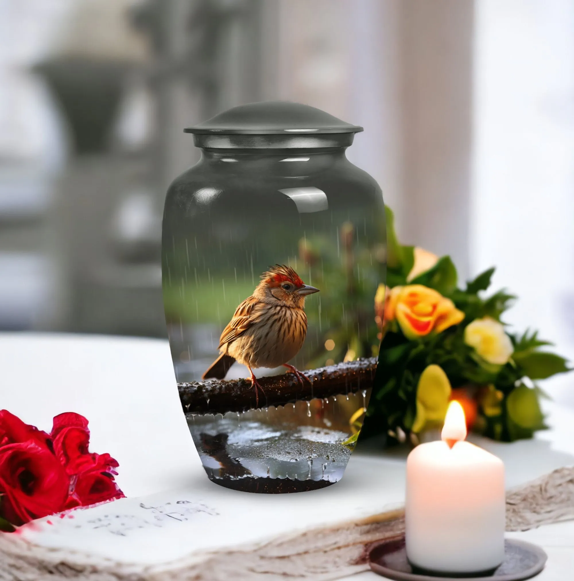 Personalized Sparrow Cremation Urn - Loving Memory Vessel
