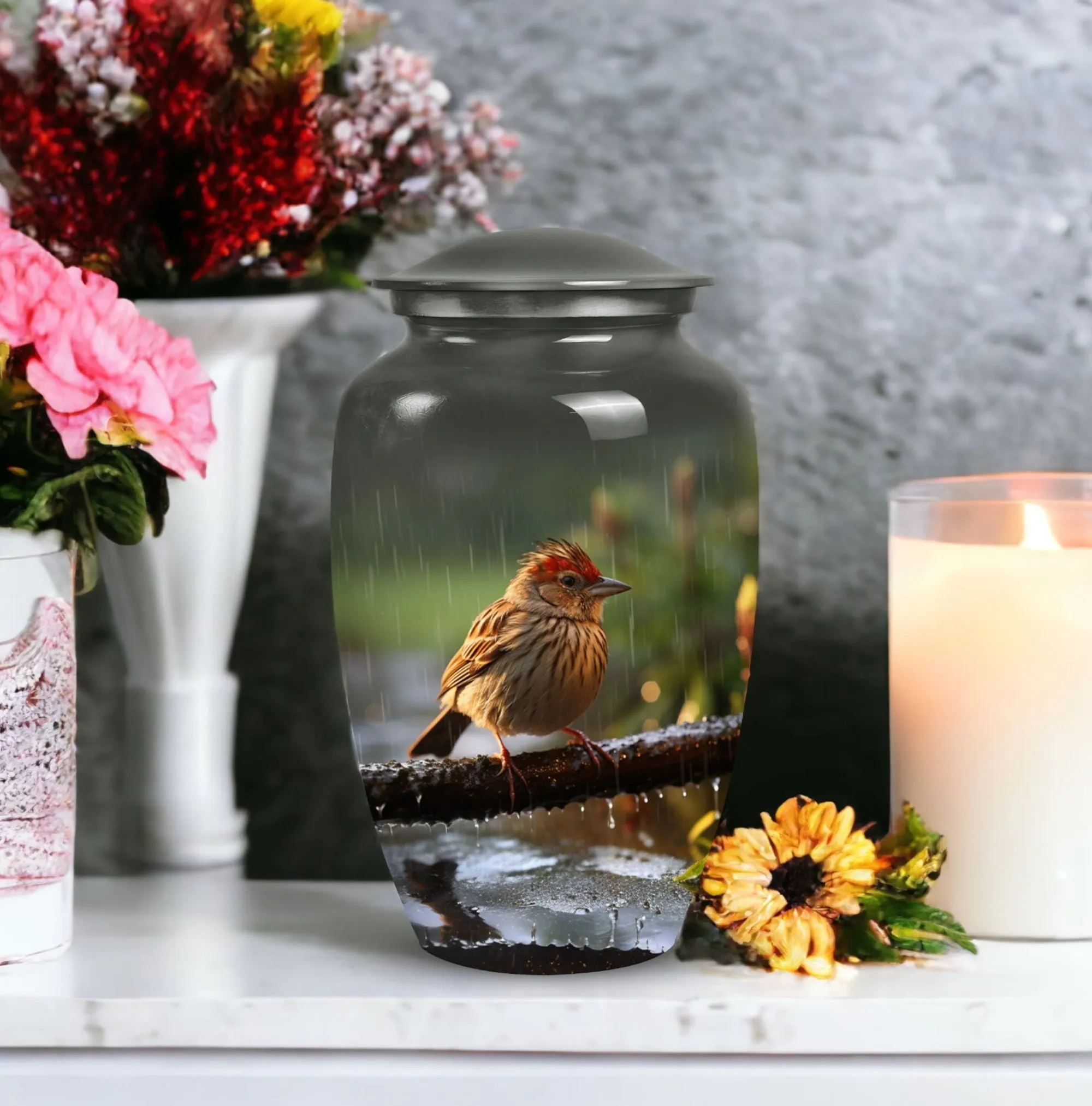 Personalized Sparrow Cremation Urn - Loving Memory Vessel