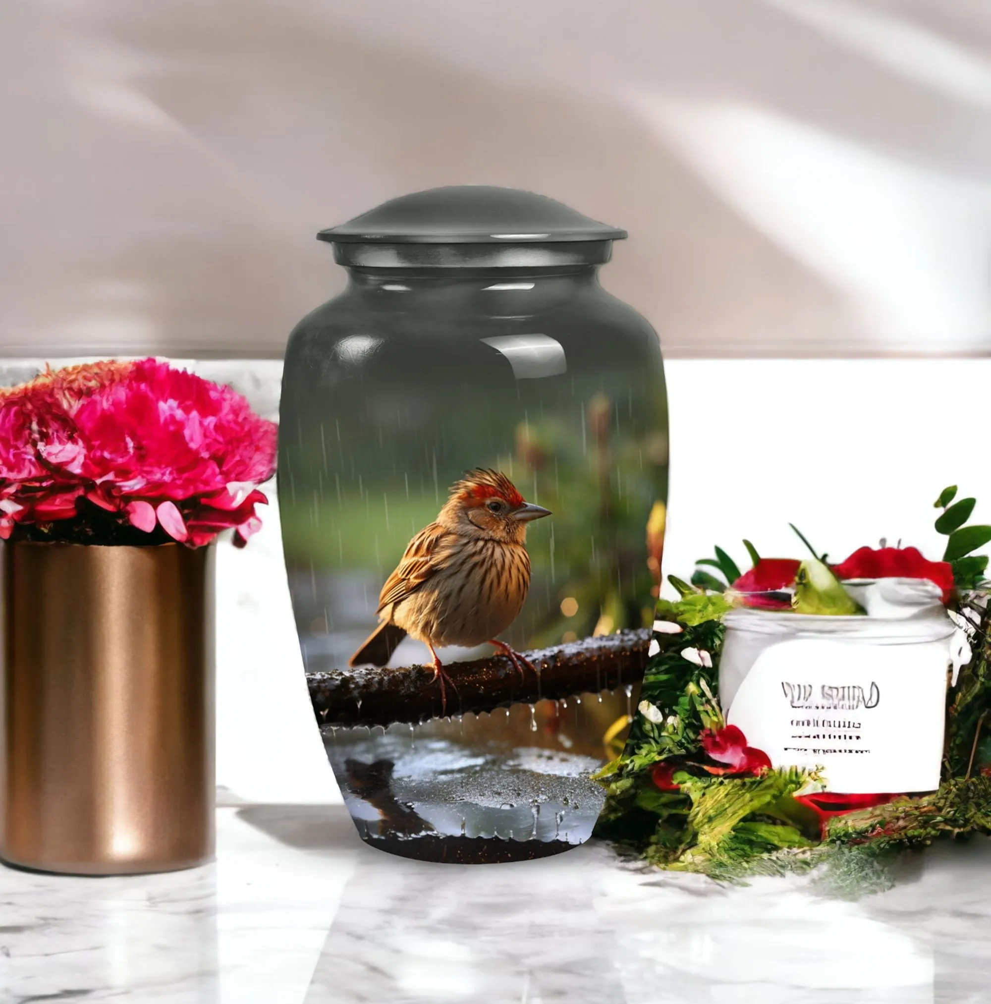 Personalized Sparrow Cremation Urn - Loving Memory Vessel