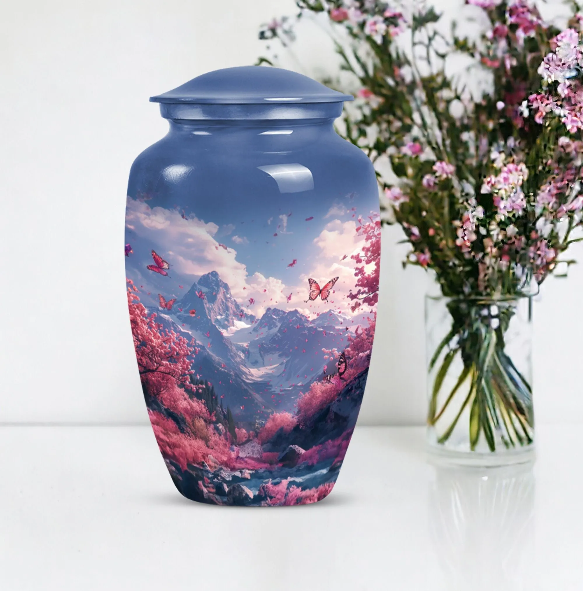 Pink Butterfly Expedition- An Elegant Cremation Urn for Male