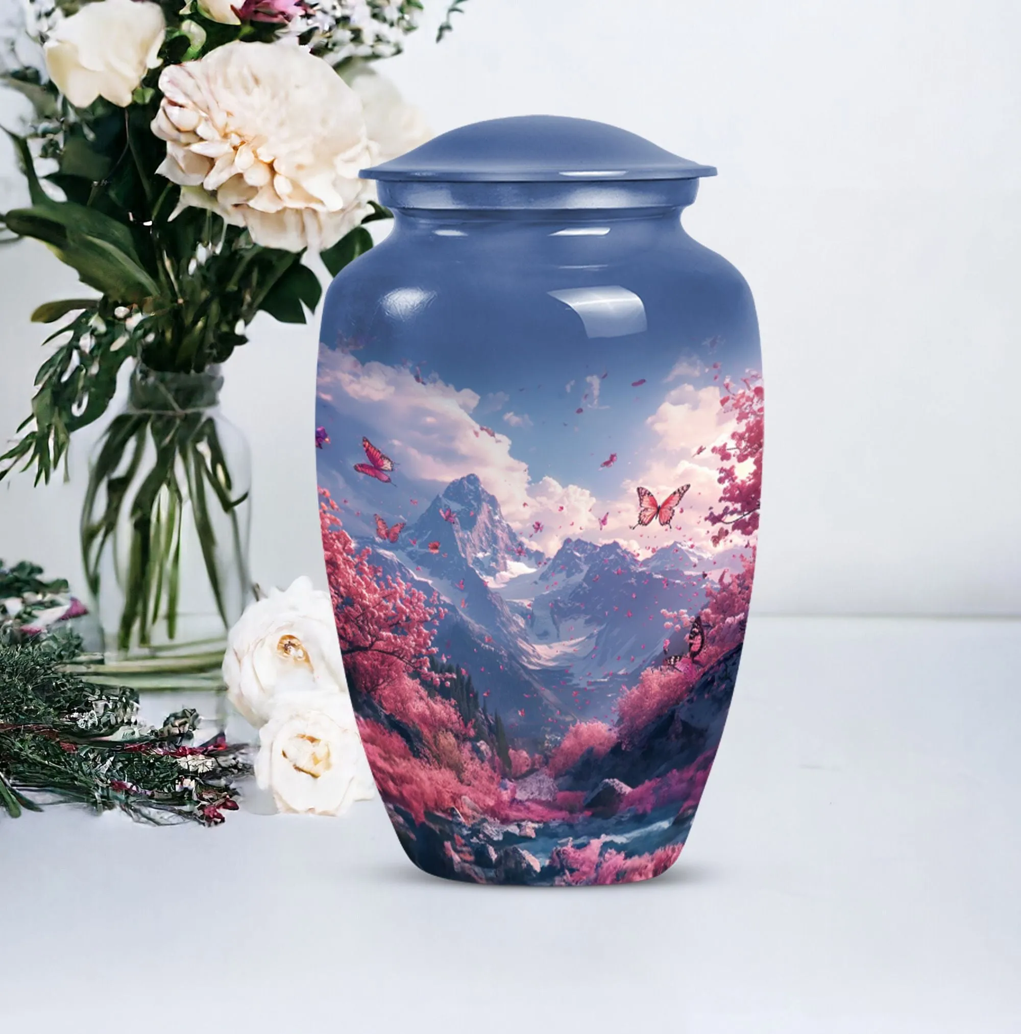 Pink Butterfly Expedition- An Elegant Cremation Urn for Male