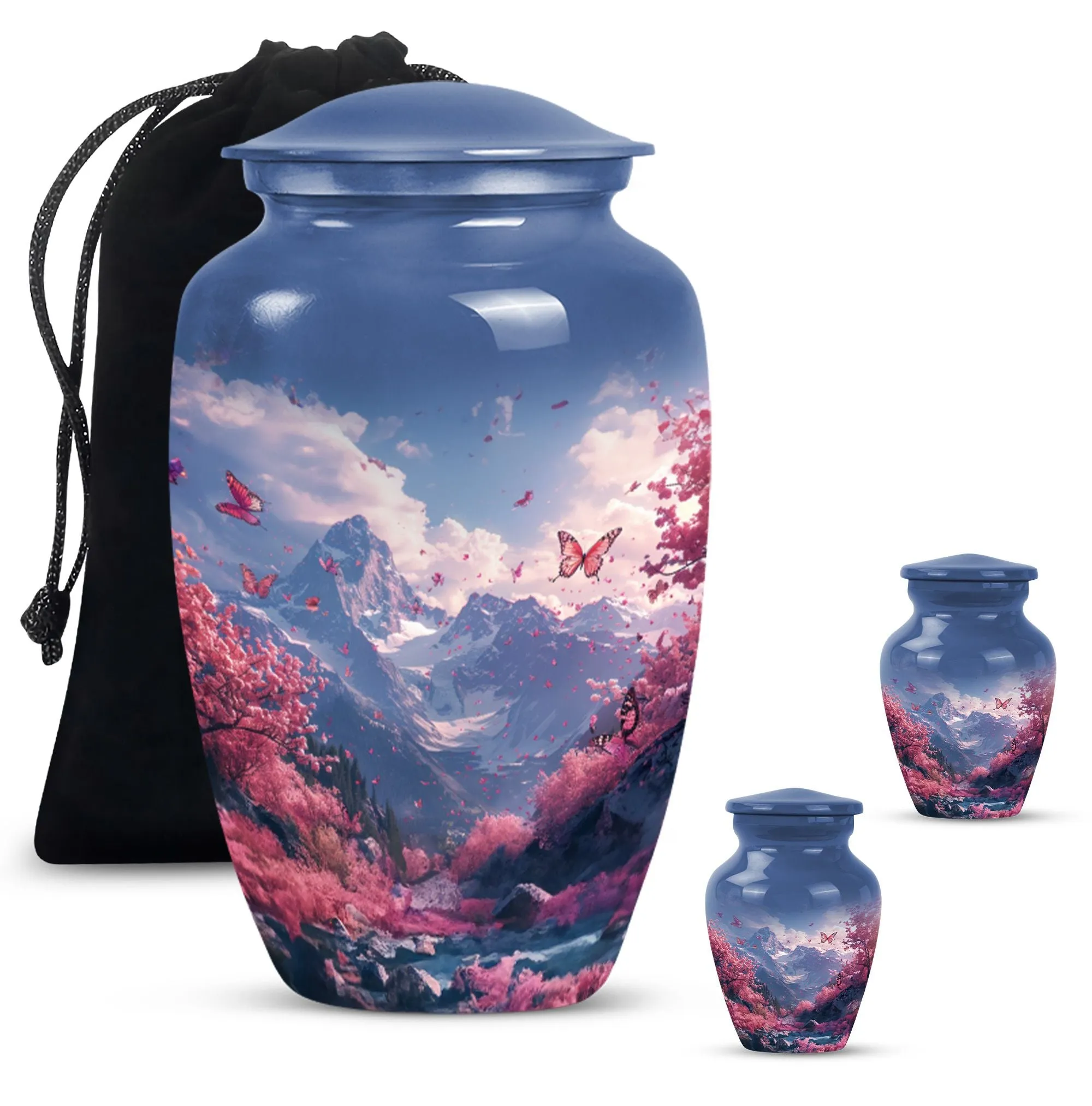 Pink Butterfly Expedition- An Elegant Cremation Urn for Male