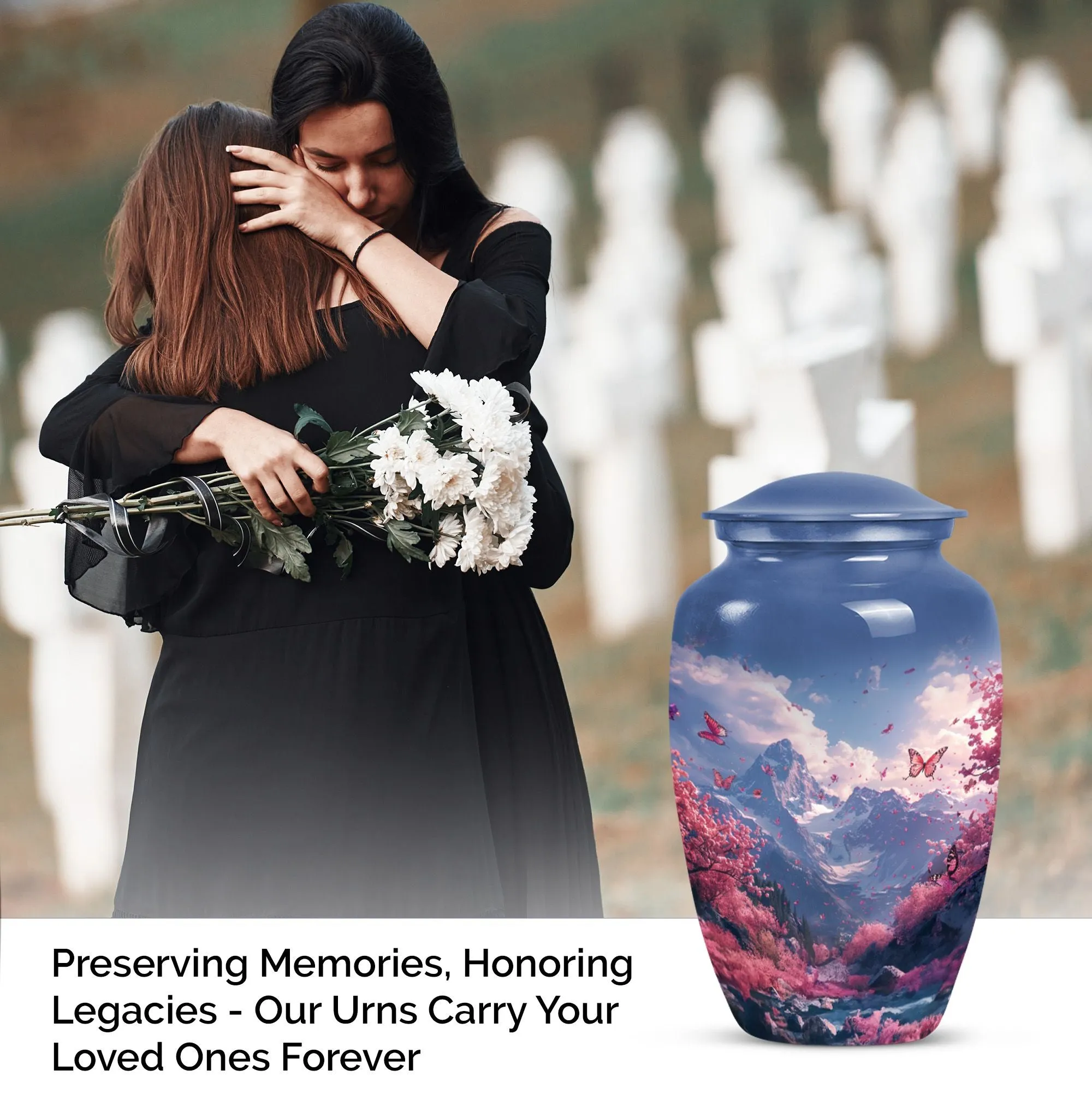 Pink Butterfly Expedition- An Elegant Cremation Urn for Male