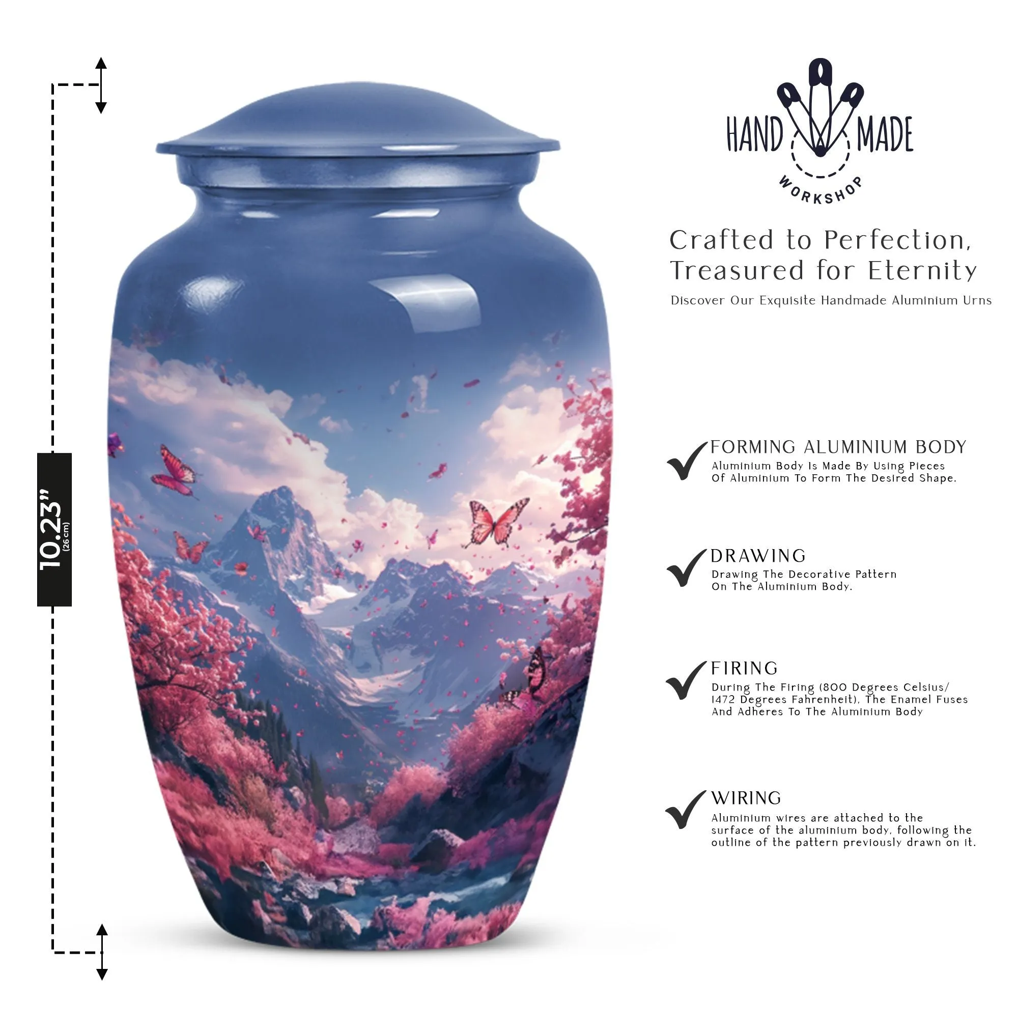Pink Butterfly Expedition- An Elegant Cremation Urn for Male
