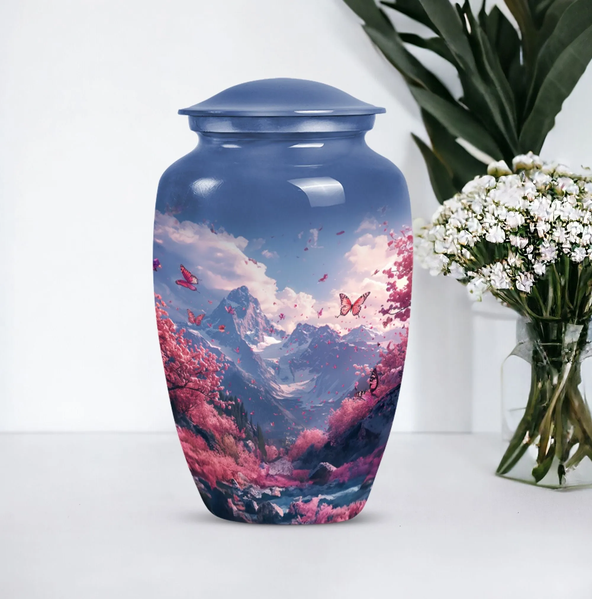 Pink Butterfly Expedition- An Elegant Cremation Urn for Male