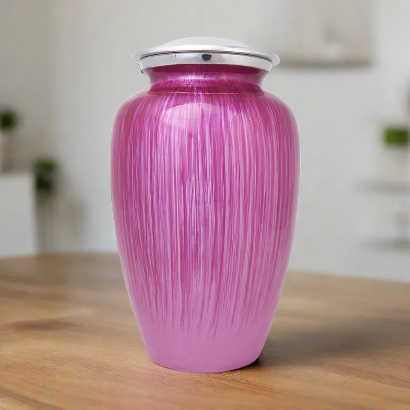Pink Enamel Finished Cremation Urn In Large
