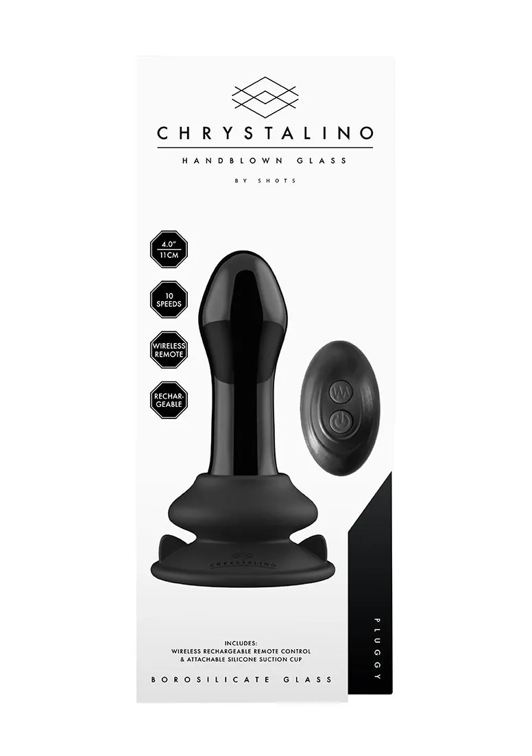 Pluggy - Glass Vibrator - With Suction Cup And Remote - Rechargeable - 10 Speed