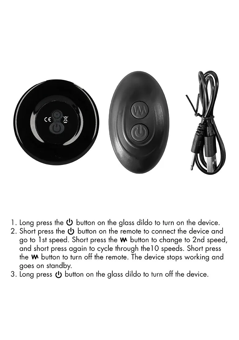 Pluggy - Glass Vibrator - With Suction Cup And Remote - Rechargeable - 10 Speed