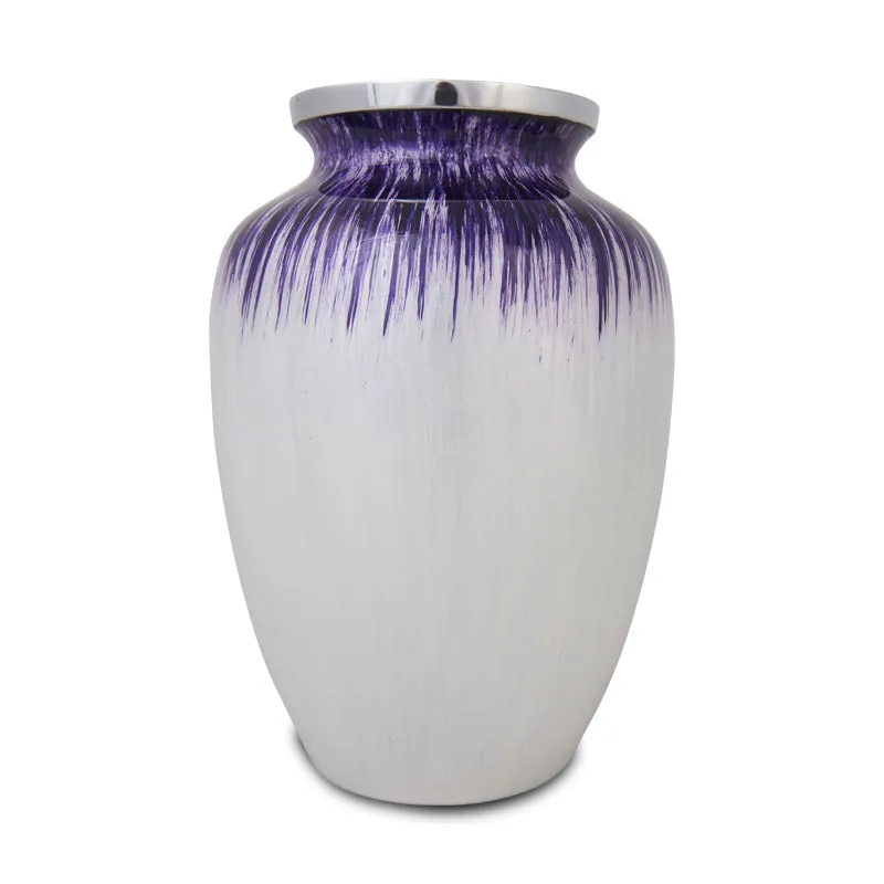 Purple and White Enamel Finished Cremation Urn in Extra Large