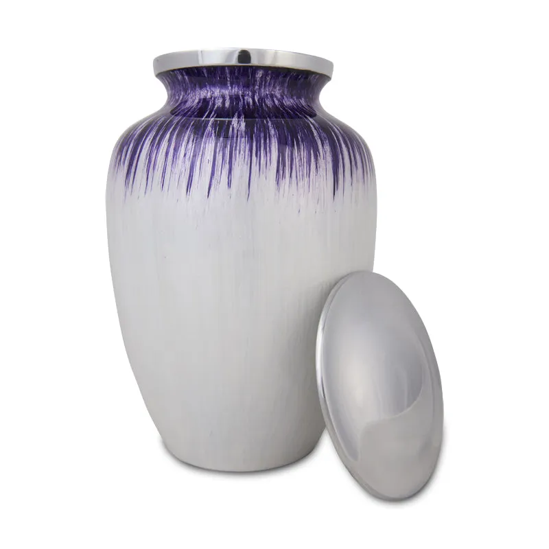 Purple and White Enamel Finished Cremation Urn in Extra Large