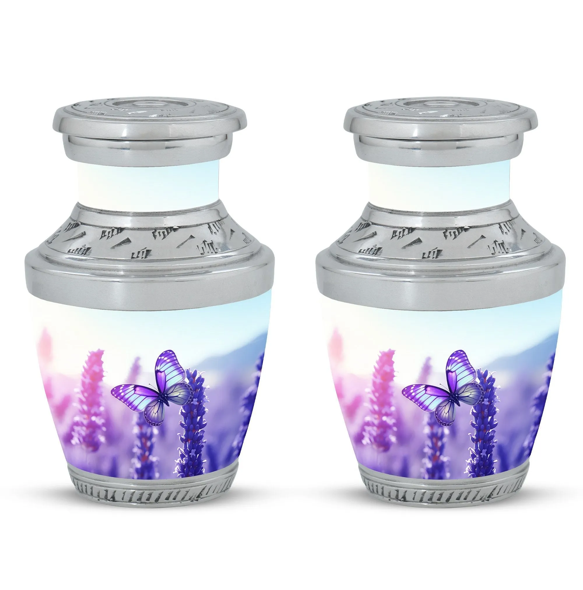 Purple Butterflies Eternity Vault - An Elegant Cremation Urn