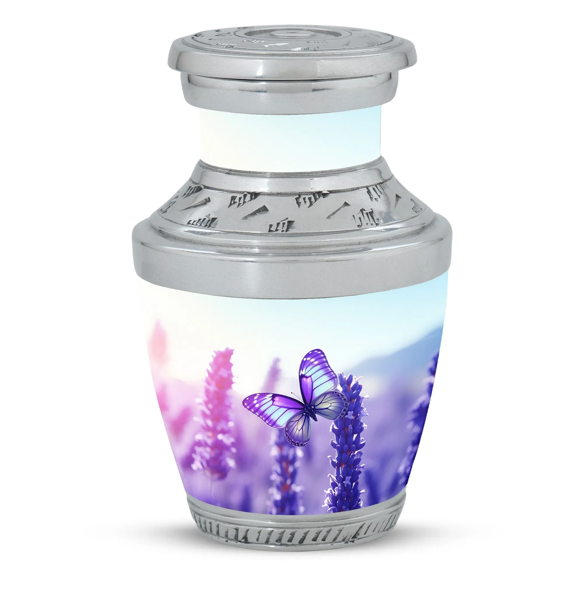Purple Butterflies Eternity Vault - An Elegant Cremation Urn