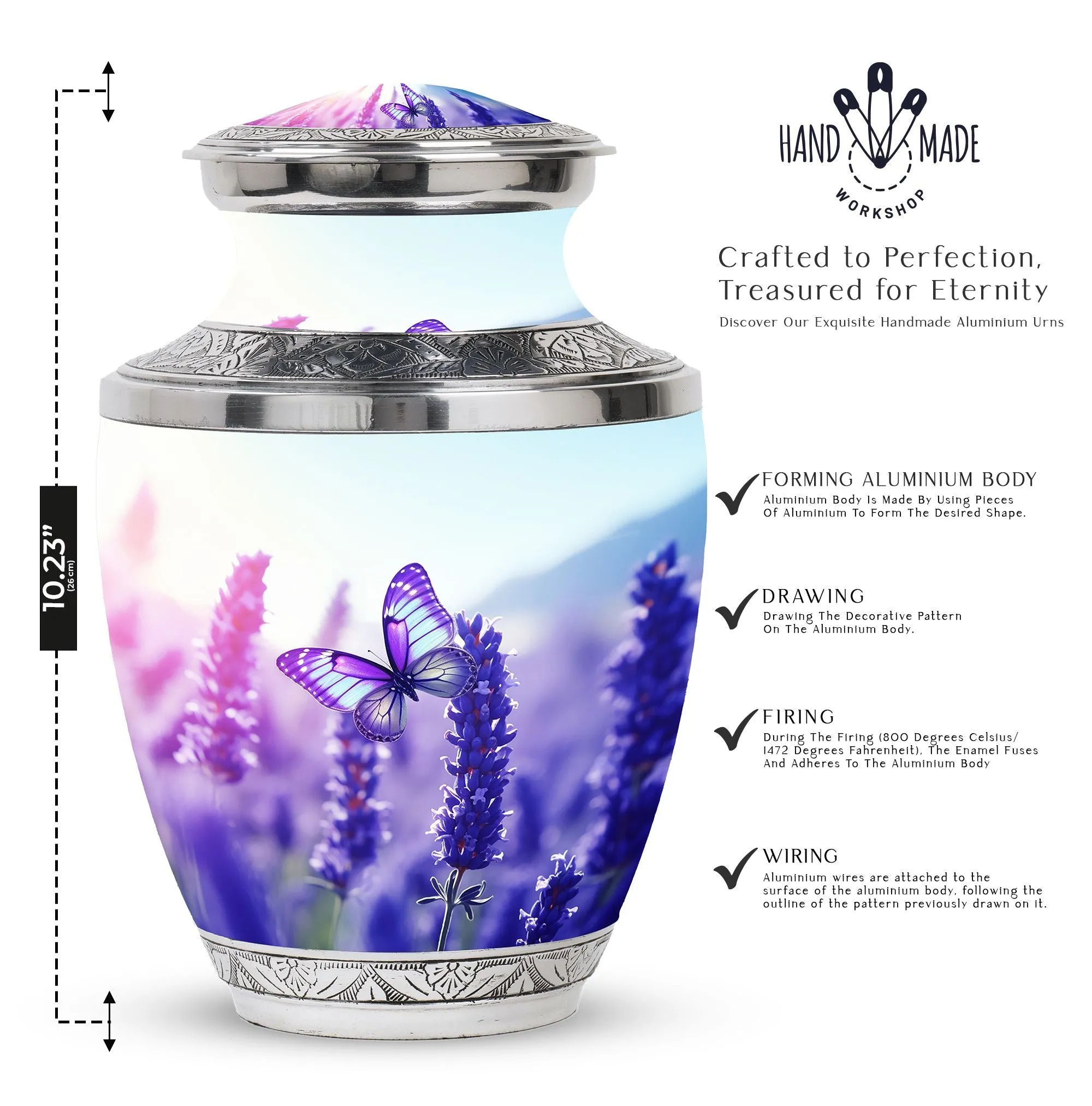 Purple Butterflies Eternity Vault - An Elegant Cremation Urn