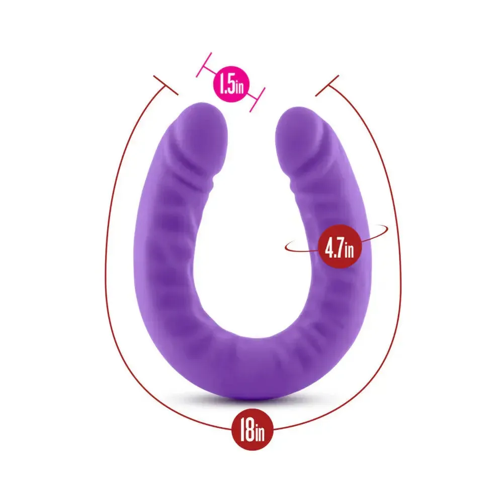 Realistic 18 in. Silicone Slim Double Dildo Dual Ended Dildo Sex Toy Purple