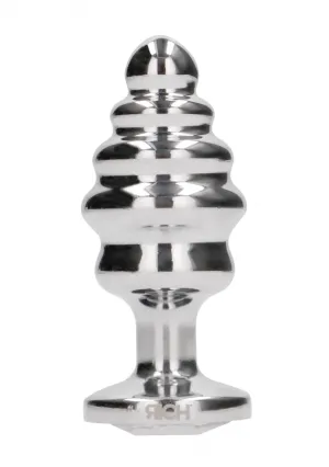 Ribbed Diamond Plug - 3.15 Inch - Silver
