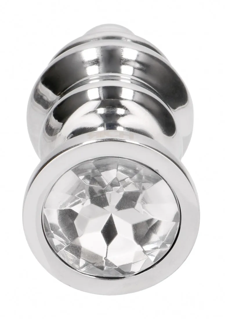 Ribbed Diamond Plug - 3.15 Inch - Silver