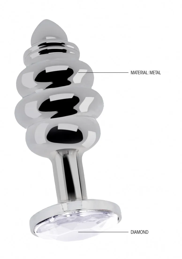 Ribbed Diamond Plug - 3.15 Inch - Silver