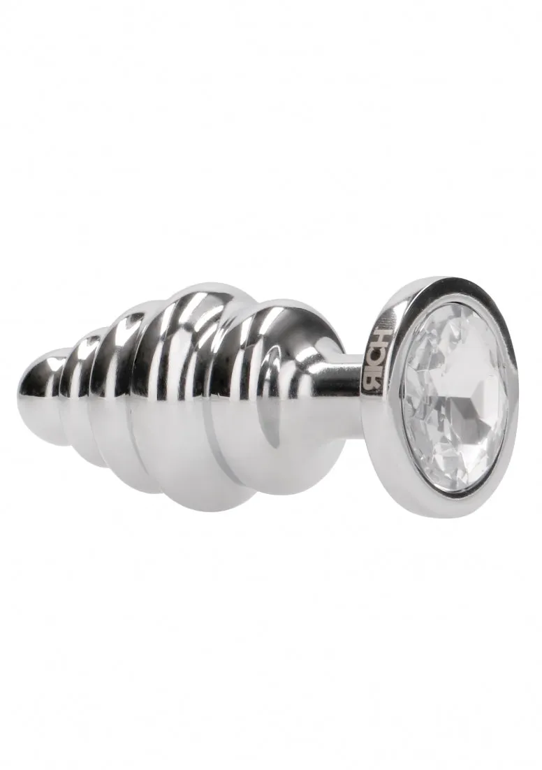 Ribbed Diamond Plug - 3.15 Inch - Silver