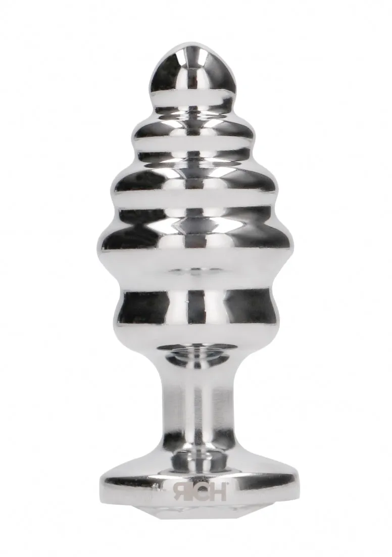 Ribbed Diamond Plug - 3.15 Inch - Silver
