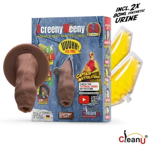 Screeny Weeny 6.0 Uncut Latino Brown Fake Penis Urine Test