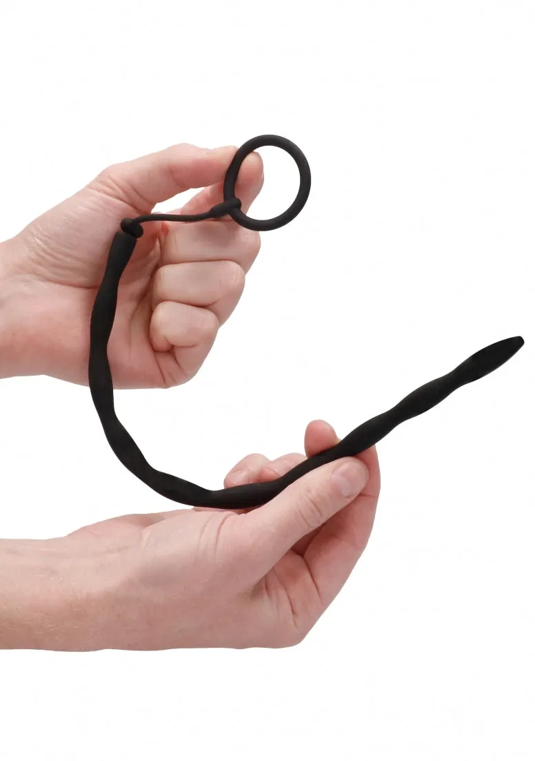 Silicone Plug & Cock Ring Set - Urethral Sounding - Black