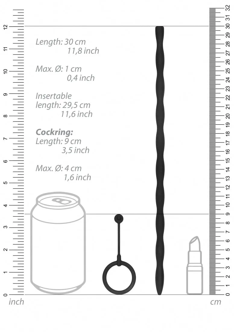 Silicone Plug & Cock Ring Set - Urethral Sounding - Black