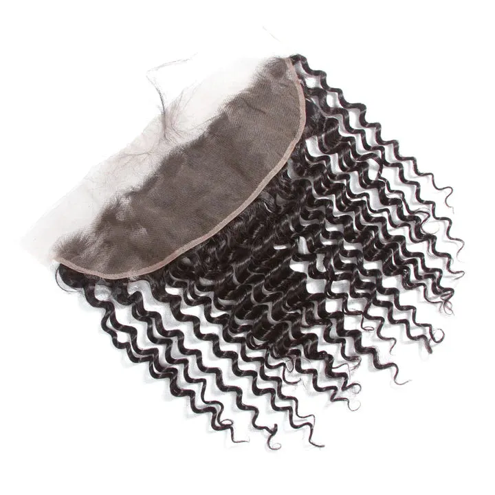 Tuneful 10A Deep Wave Human Hair 4 Bundles With 13x4 Lace Frontal 100% Remy Human Hair
