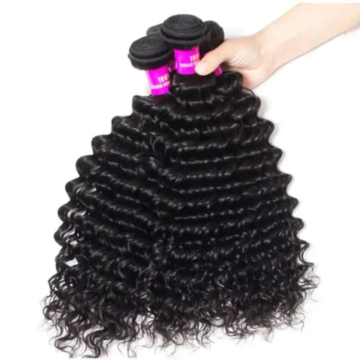 Tuneful 10A Deep Wave Human Hair 4 Bundles With 13x4 Lace Frontal 100% Remy Human Hair