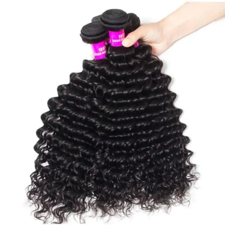 Tuneful 10A Deep Wave Human Hair 4 Bundles With 4x4/5x5 Lace Closure 100% Remy Human Hair