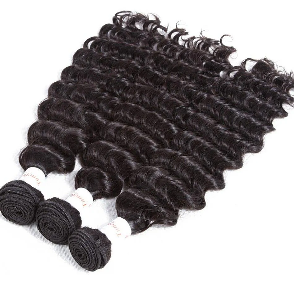 Tuneful Brazilian Deep Wave Human Hair Weave 3 Bundles Remy Hair Weft Weaving Extensions