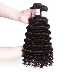 Tuneful Brazilian Deep Wave Human Hair Weave 3 Bundles Remy Hair Weft Weaving Extensions