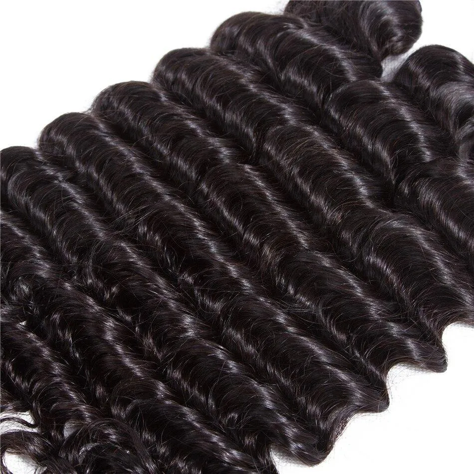 Tuneful Brazilian Deep Wave Human Hair Weave 3 Bundles Remy Hair Weft Weaving Extensions