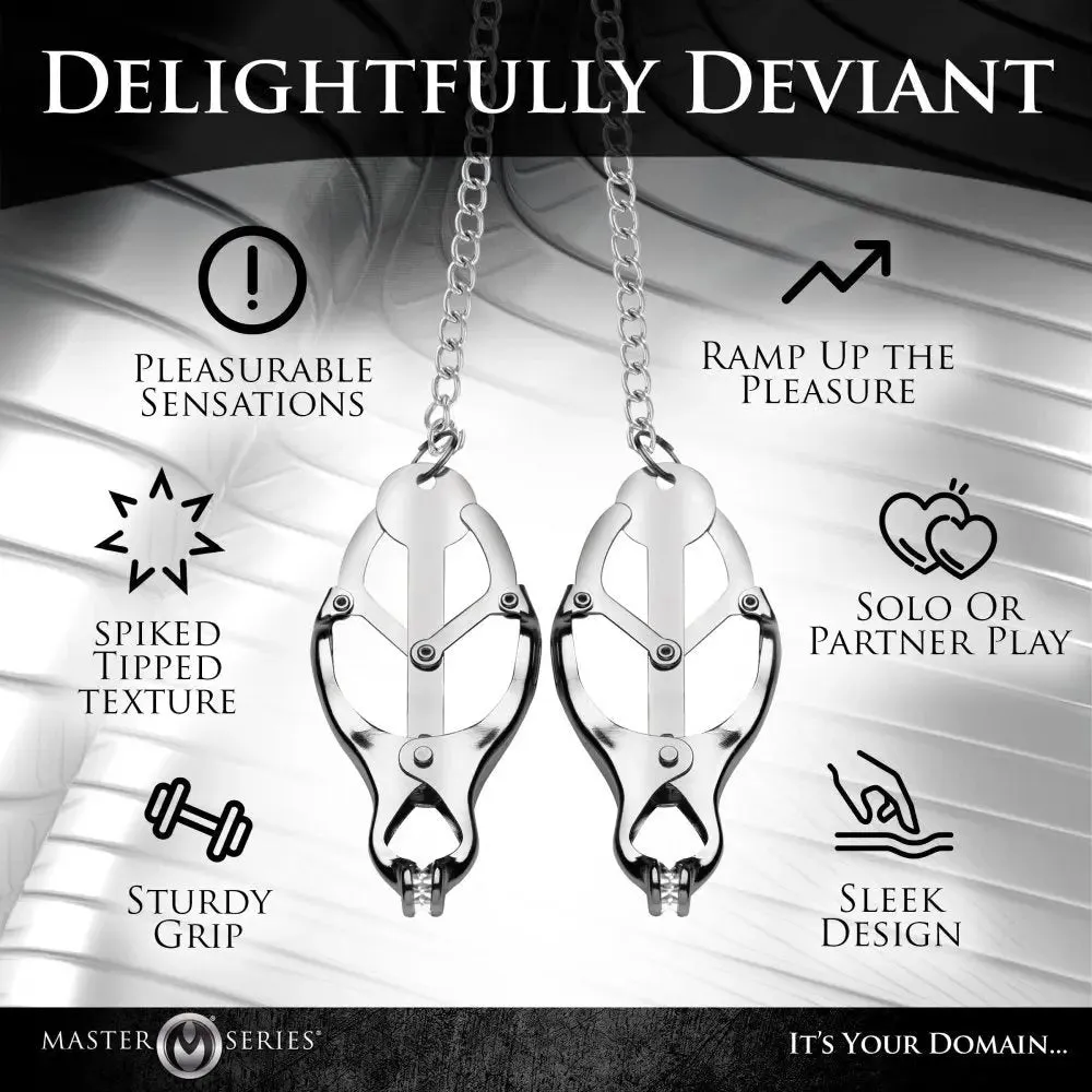 Tyrant Spiked Clover Clamps Nipple Clamps with Chain Nipple Torture BDSM