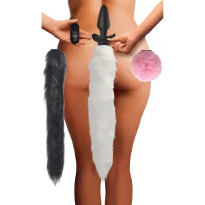 Vibrating Silicone Anal Plug With 3 Interchangeable Tails