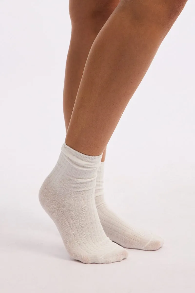 White Ribbed Socks